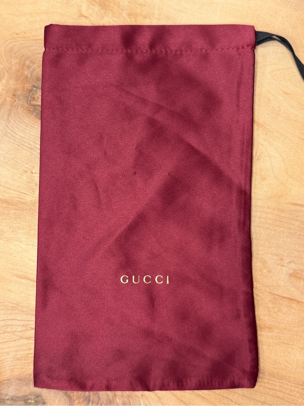 Gucci Burgundy Drawstring Dust Pouch with Gold Logo